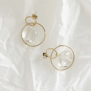 Layered clear ring earring